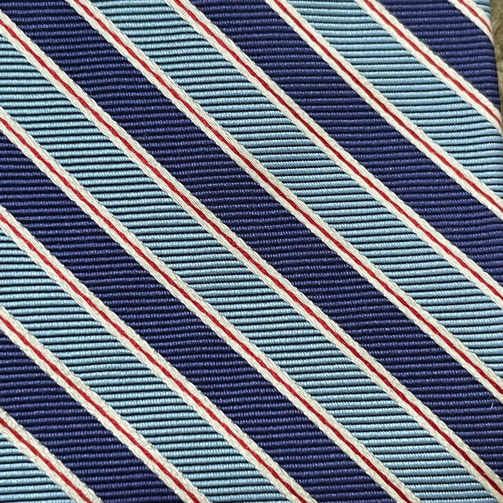 Brooks Brothers Makers Necktie Blue Red Preppy Striped Silk Classic Repp Tie